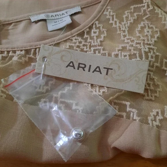 Ariat Cassandra Top in Nomad Tan Lace Panel  Womens Size Medium NWT - Picture 6 of 8